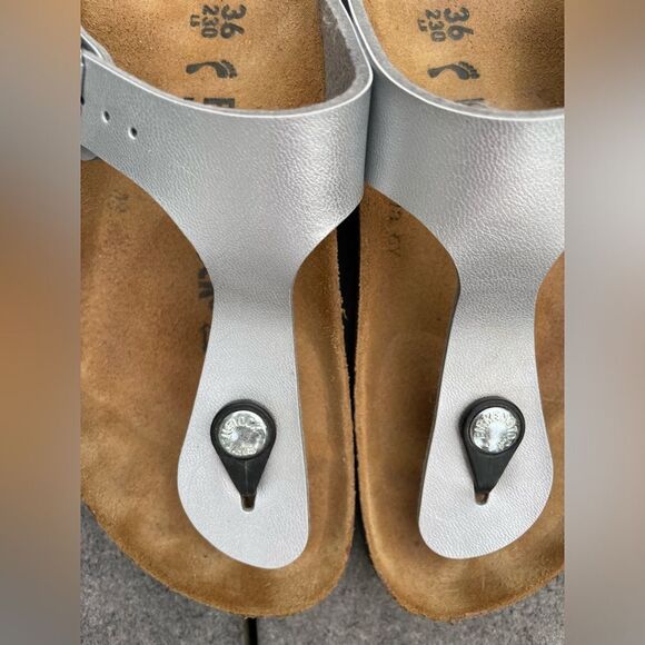 Gizeh Birko-Flor Birkenstocks Silver Size 36 = Women’s 5/5.5 - Picture 5 of 10